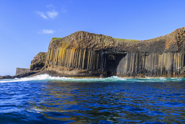 Fingal's cave with basalt columns at Staffa island in Scotland